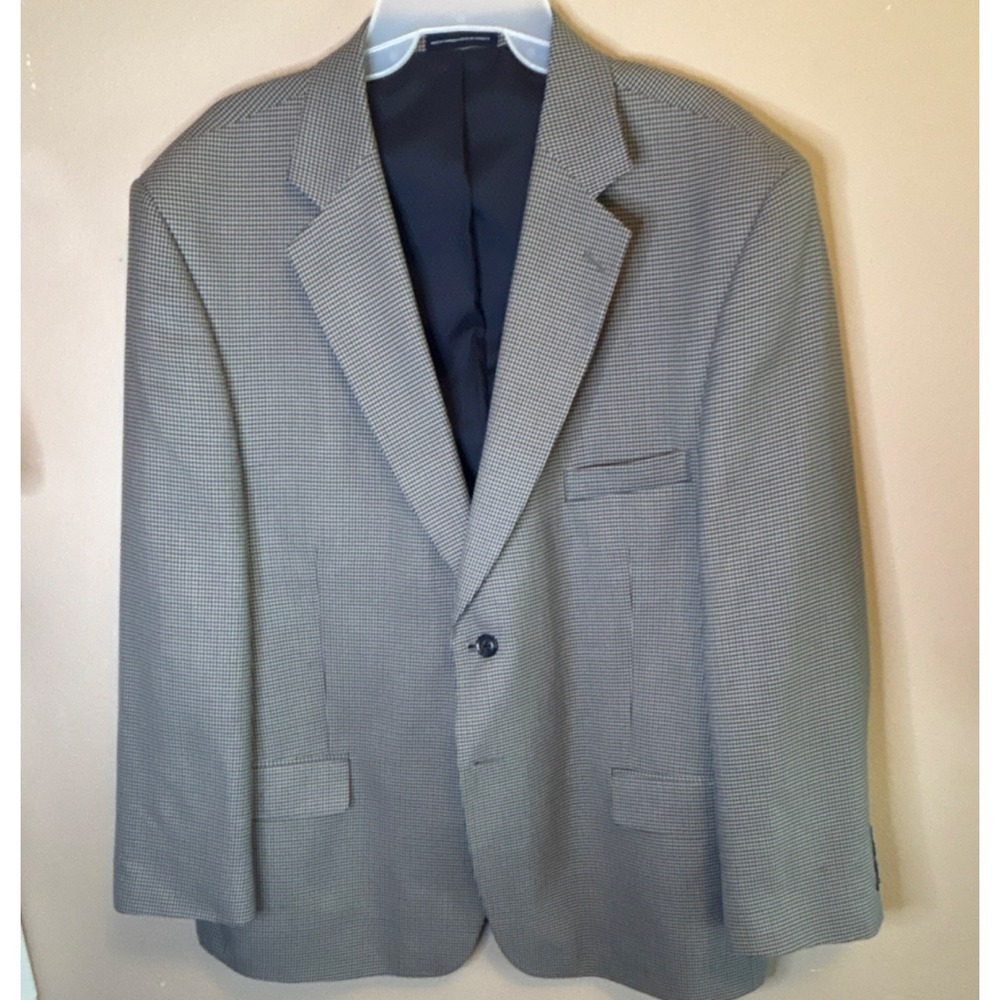 Stafford Gray Check Single-Breasted Two-Button Notch Lapel Men's Blazer Jacket